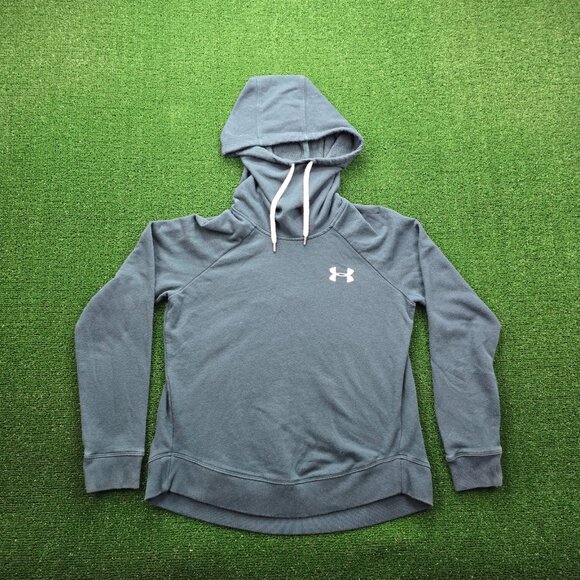 Under Armour Hoodie Womens Small Green Rival Fleece Pullover Athletic Sweatshirt - Picture 1 of 7